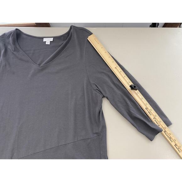 J Jill JPure Jill Maxi Dress Womens XL Gray 3/4 Sleeve V Neck Lounge Casual Knit - Picture 6 of 14